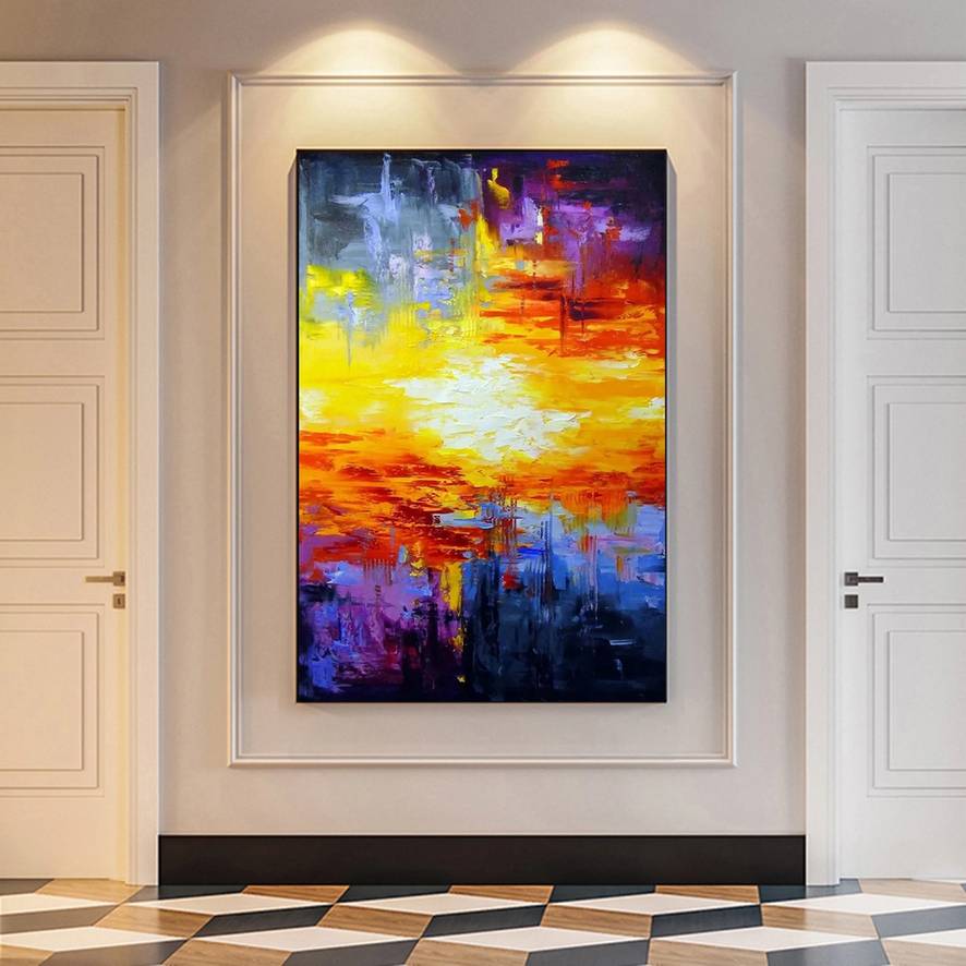 Knife Red Room Landscape Abstract Canvas Artwork LOEB4 wall art